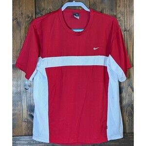 Nike Shirt Mens S Youth XL Red White Dri-FIT UV Mesh Panel Athletic Tee
